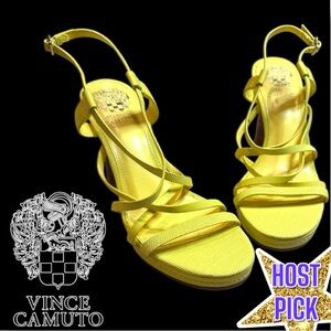 🎉HP ⭐️ EUC Vince Camuto Neolette Dress Sandal in
Primrose Yellow. Size 8/38.5